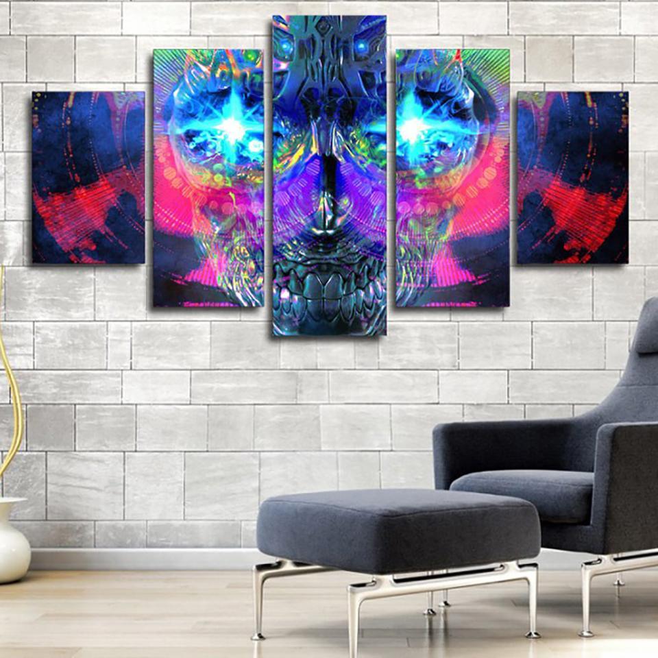 Psychedelic Artistic Skull – Movie Canvas Wall Art