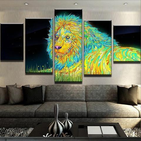 Psychedelic Lion – Abstract Animal Canvas Wall Art