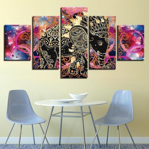 Psychedelic Mandala Elephant – Abstract Animal Canvas Wall Art