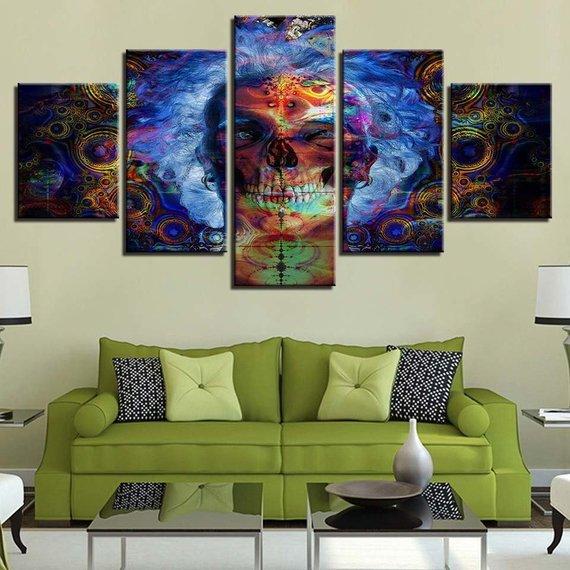 Psychedelic Skull Weed Effect – Abstract Canvas Wall Art