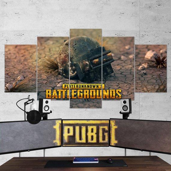 Pubg Helmet Playerunknowns Battlegrounds Gaming Canvas Wall Art
