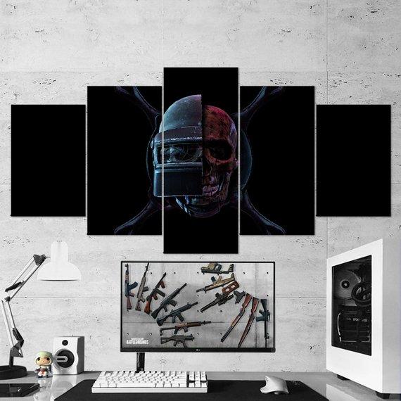 Pubg Playerunknowns Battlegrounds Skull Helmet Pan 02 – Gaming Canvas Wall Art