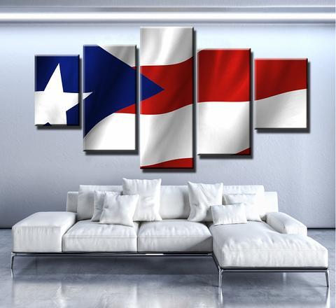 Puerto Rico Flag Wavy – Abstract Canvas Wall Art