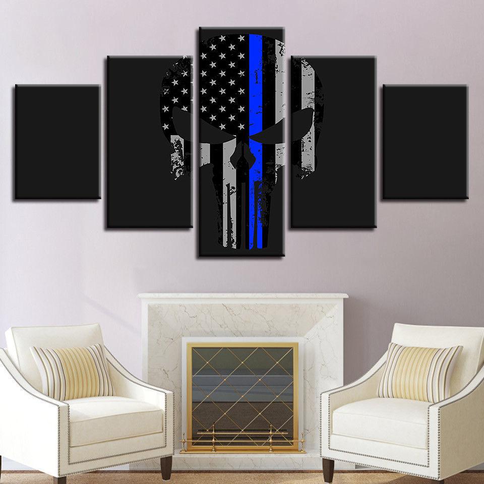 Punisher Blue Line – Abstract Canvas Wall Art