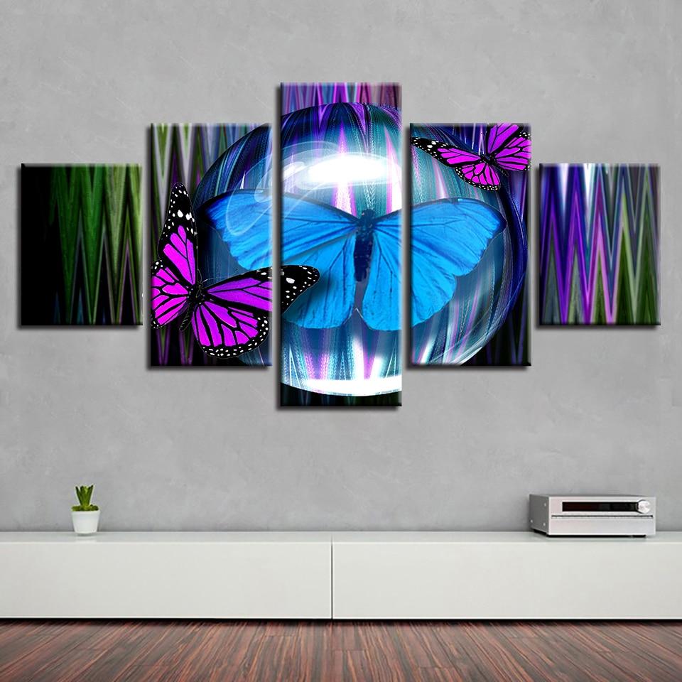 Purple And Blue Butterfly – Animal Canvas Wall Art