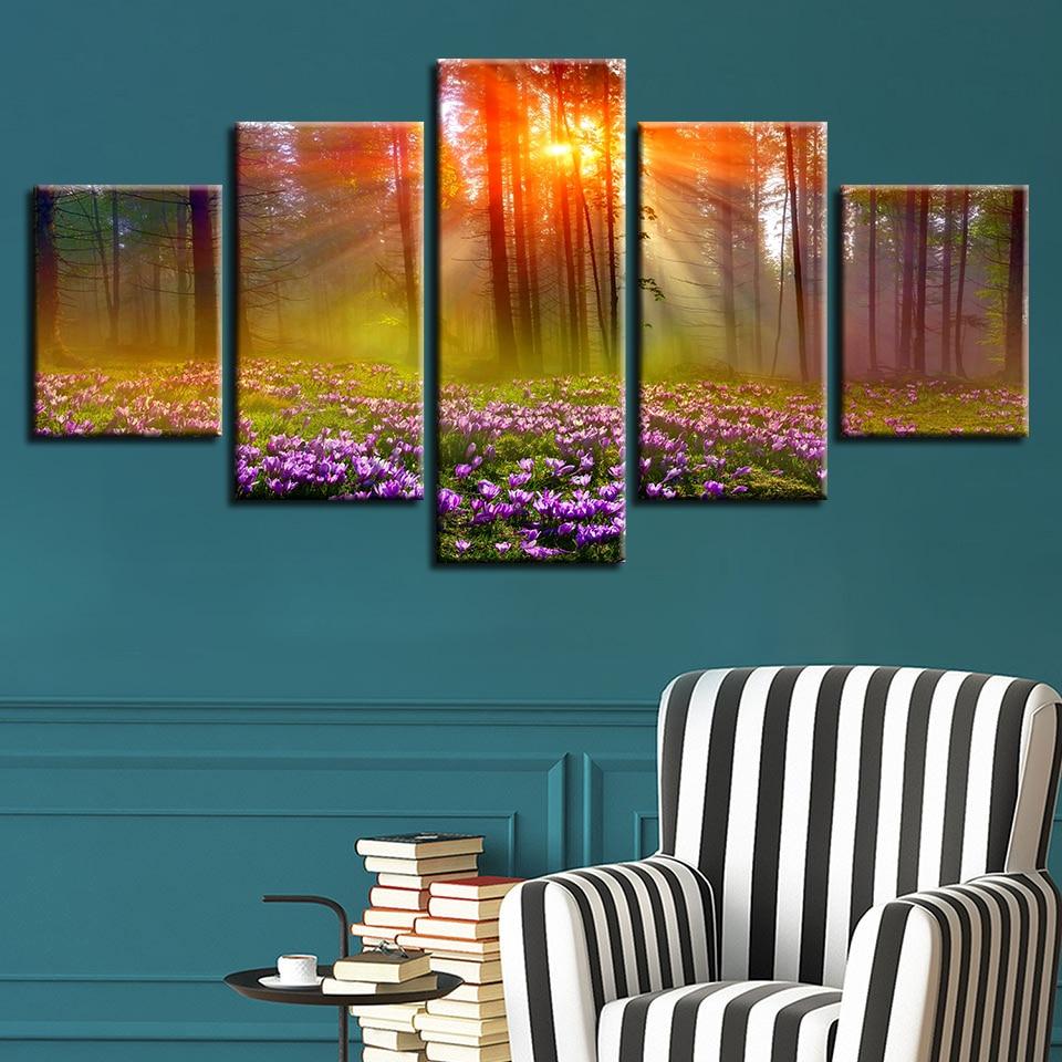 Purple Flower Sunshine – Nature Canvas Wall Art
