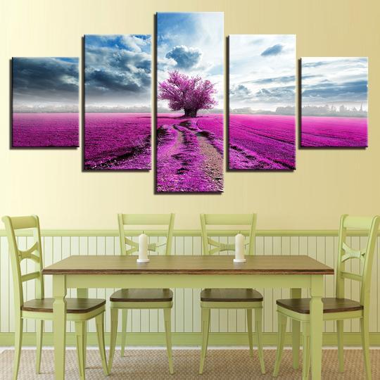 Purple Lavender Tree In A Field – Nature Canvas Wall Art