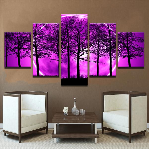 Purple Moon Night Psychedelic – Nature Canvas Wall Art