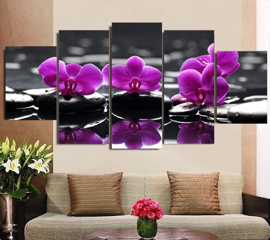 Purple Orchid On Hot Stones – Nature Canvas Wall Art