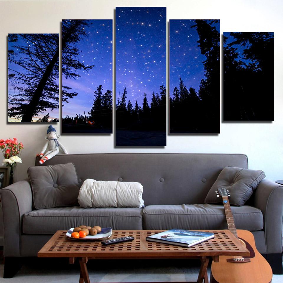 Purple Starry Sky – Space Universe Canvas Wall Art