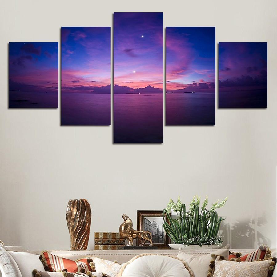 Purple Sunset Over Ocean Skyline – Ocean Canvas Wall Art