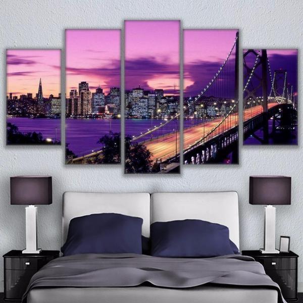 Purple Sunset San Francisco – Nature Canvas Wall Art