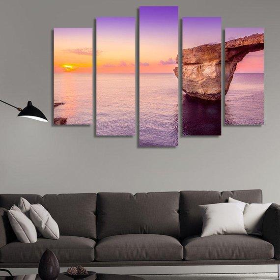 Purple Sunset View Of Azure Window – Nature Canvas Wall Art