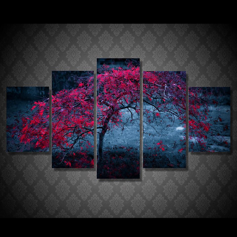 Purple Tree Leave In Autumn – Nature Canvas Wall Art