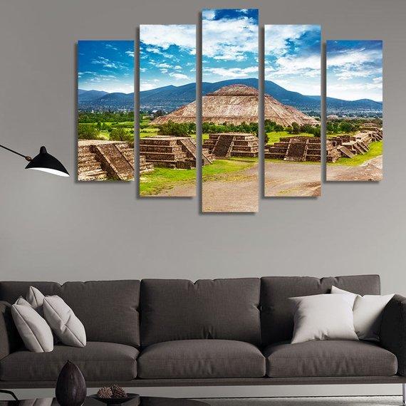 Pyramids Of The Sun And Moon – Nature Canvas Wall Art