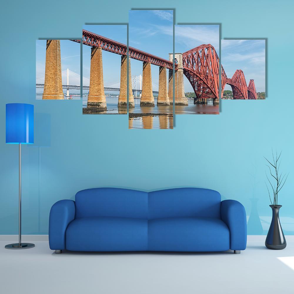 Railway Bridge Over Firth Of Forth In Scotland – Nature Canvas Wall Art