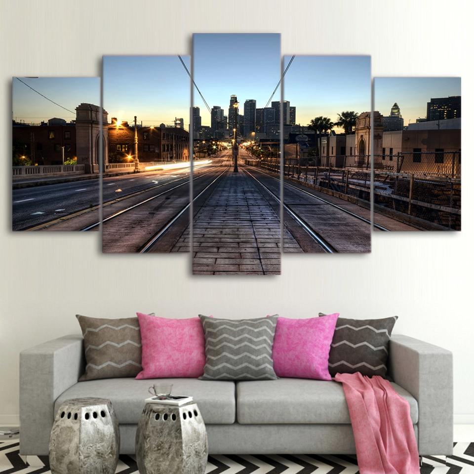 Railway Los Angeles Dusk – Nature Canvas Wall Art