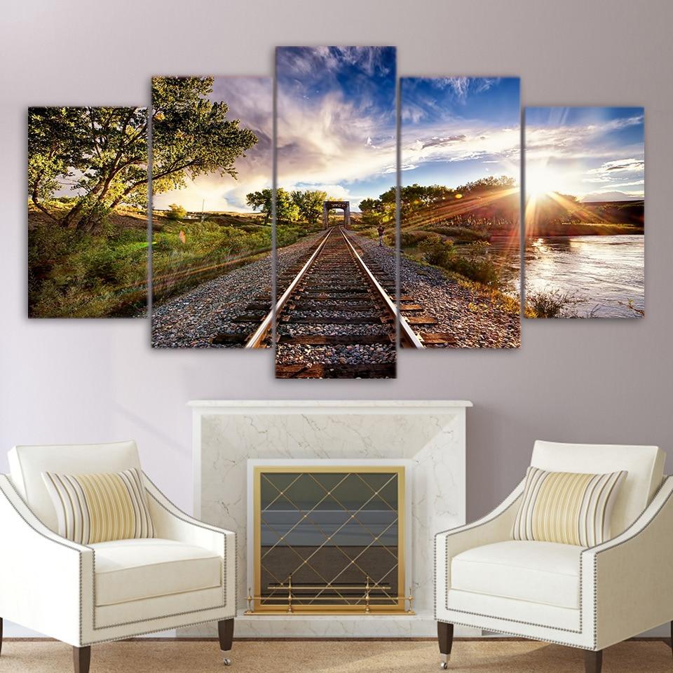Railway Sights Sunset – Nature Canvas Wall Art