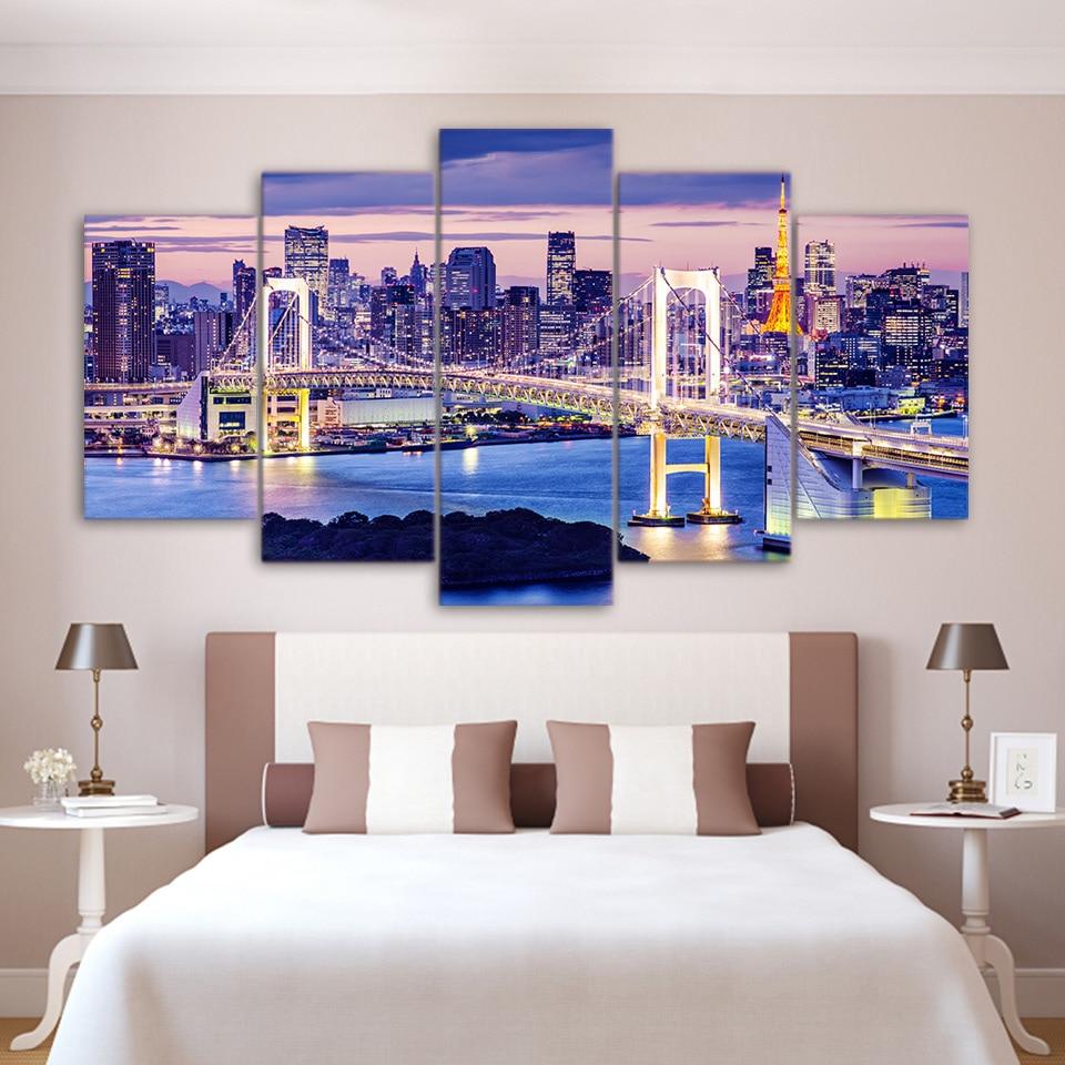Rainbow Bridge Tokyo Night – Nature Canvas Wall Art