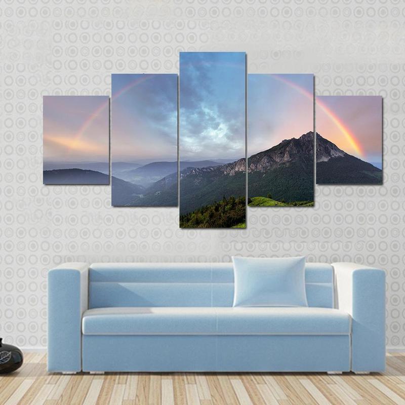 Rainbow Over Mountain Peak 1 – Nature Canvas Wall Art