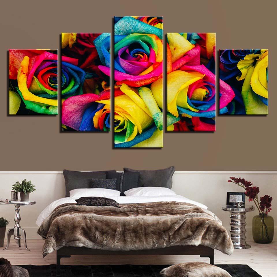 Rainbow Rose Flower – Nature Canvas Wall Art