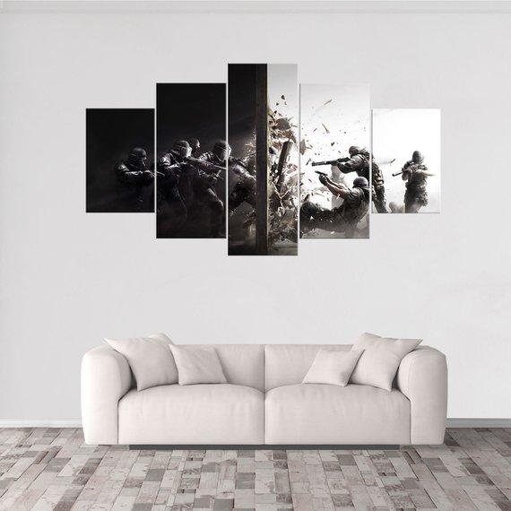 Rainbow Six Siege Battle Scene Gaming Canvas Wall Art