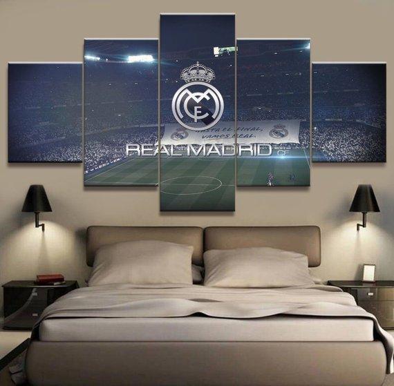 Real Madrid Stadium Football With Logo Sport Canvas Wall Art