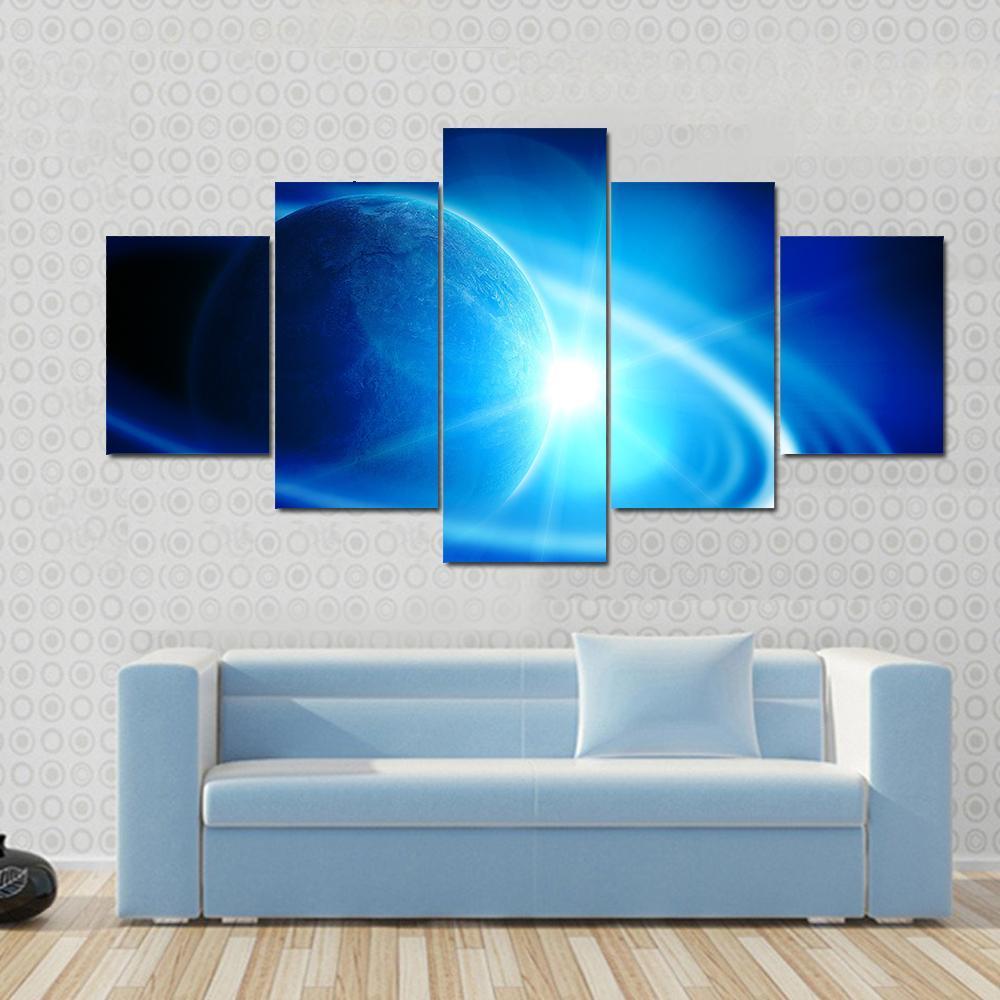 Realistic Saturn In Open Space – Space Canvas Wall Art