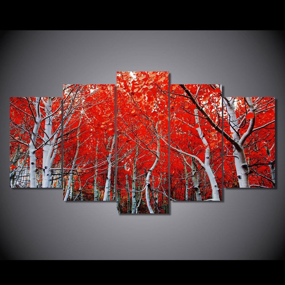 Red Autumn Maple Leaf – Nature Canvas Wall Art