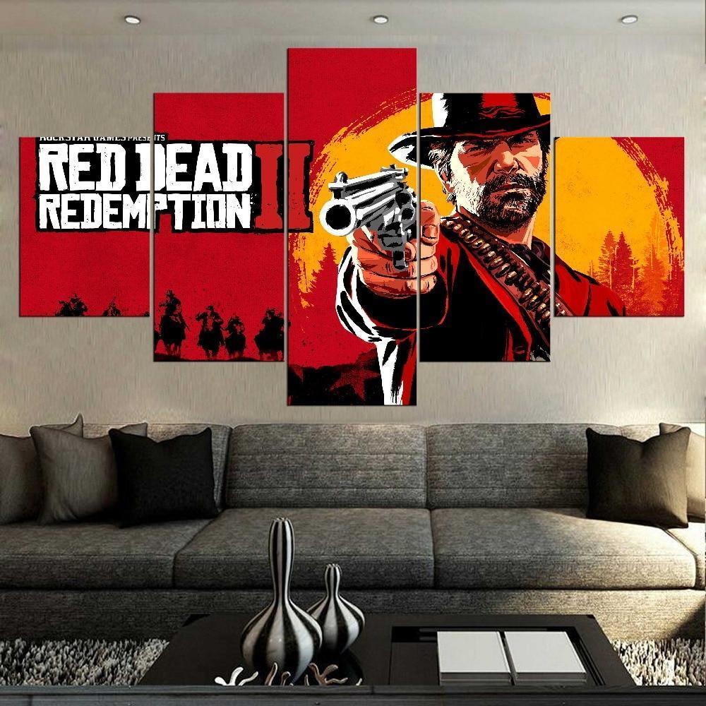 Red Dead Redemption 2 Background Gaming Canvas Wall Art