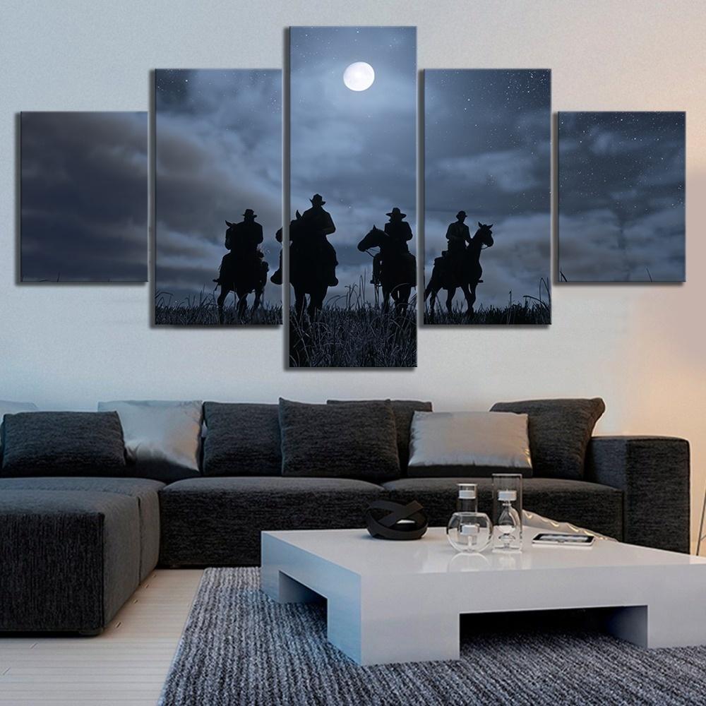 Red Dead Redemption 2 Cowboys &Amp; Starry Night – Gaming Canvas Wall Art