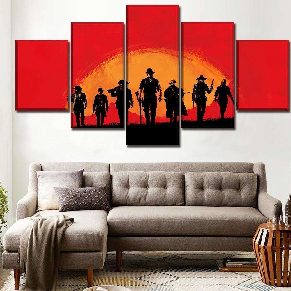 Red Dead Redemption 2 Squad In The Sunset Canvas Wall Art