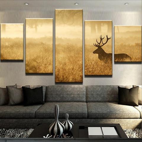 Red Deer Silhouette – Animal Canvas Wall Art