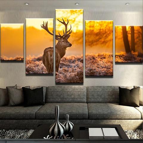 Red Deer Sunset – Animal Canvas Wall Art