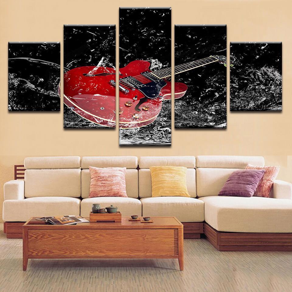 Red Electric Guitar – Music Canvas Wall Art