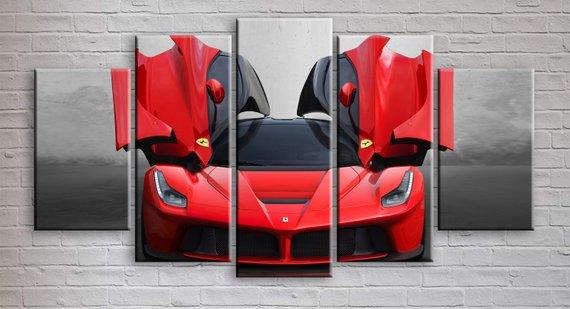 Red Ferrari Sports Car – Automative Canvas Wall Art