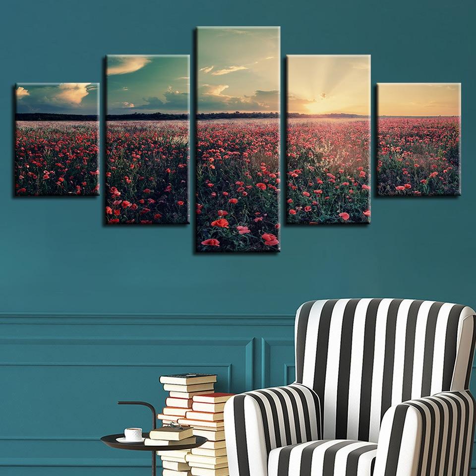 Red Flower Sunshine – Nature Canvas Wall Art