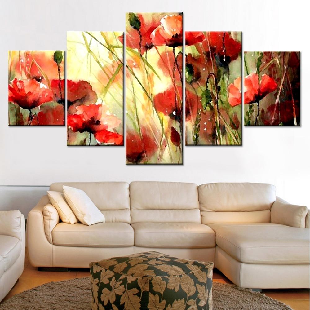 Red Flowers 02 – Abstract Canvas Wall Art