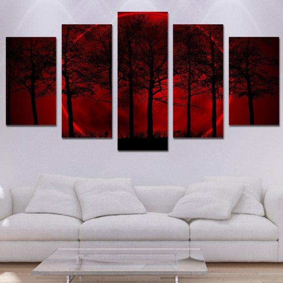 Red Forest Large – Nature Canvas Wall Art