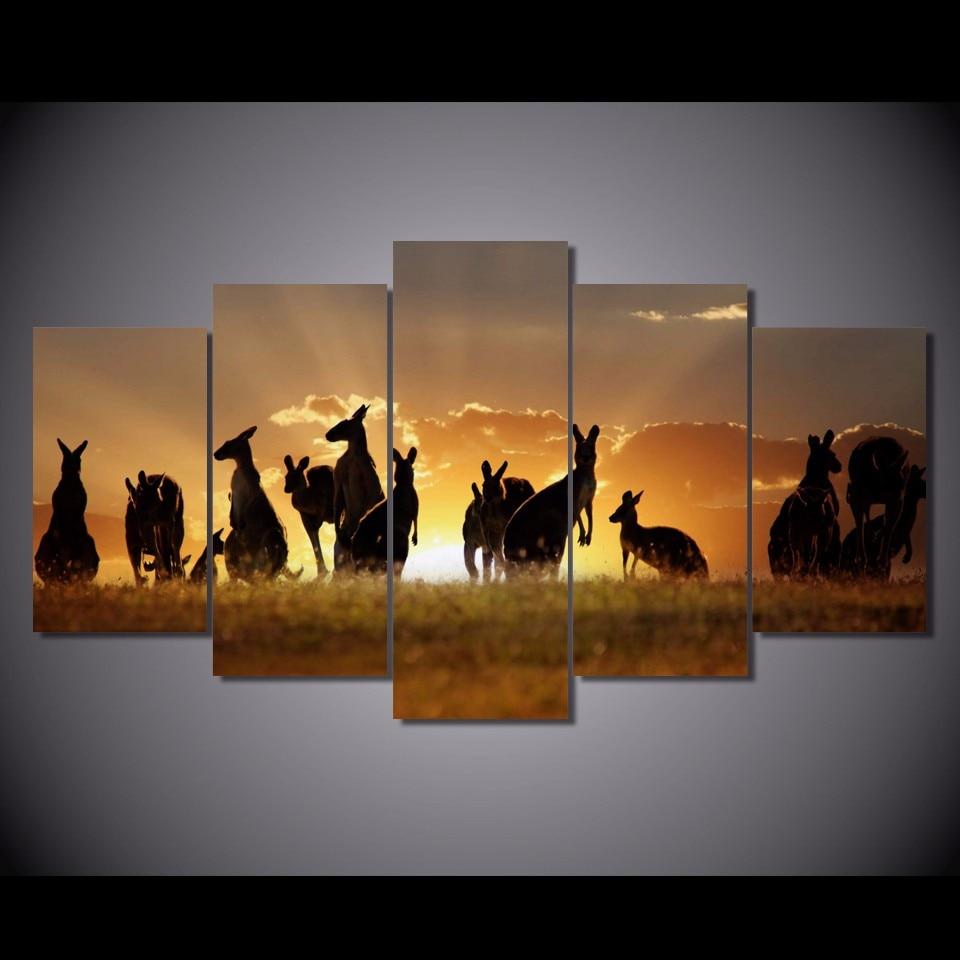 Red Kangaroos Sunset – Animal Canvas Wall Art