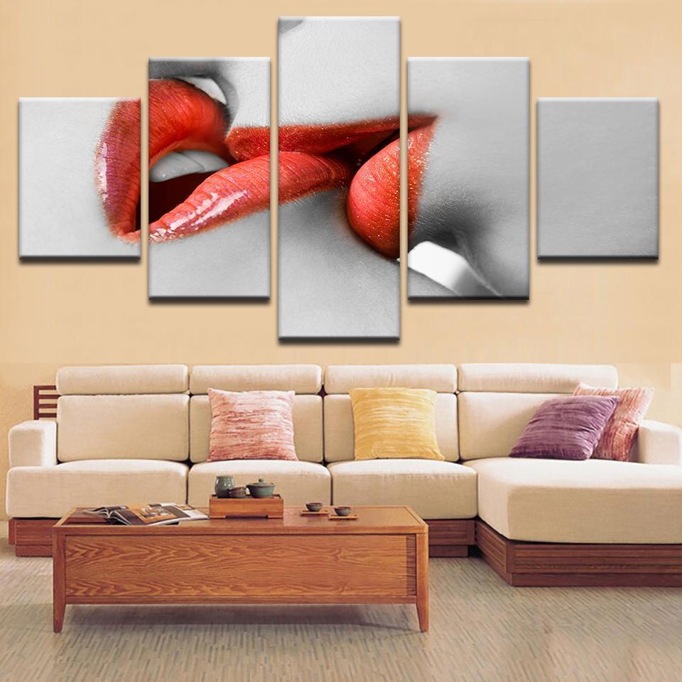 Red Lips – Abstract Canvas Wall Art