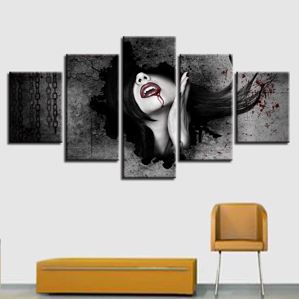 Red Lips Woman – Abstarct Canvas Wall Art
