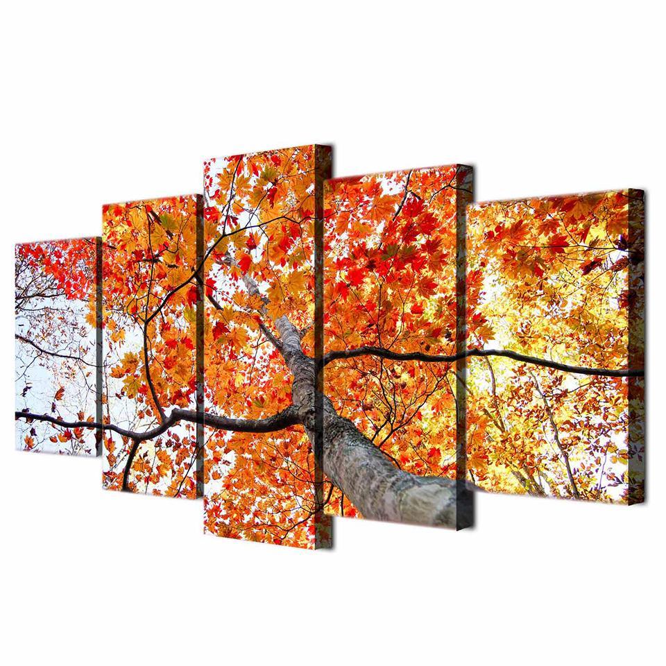 Red Maple Tree Forest – Nature Canvas Wall Art