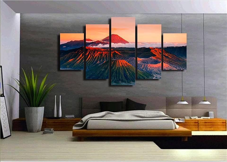 Red Mount Peaks Clouds – Nature Canvas Wall Art