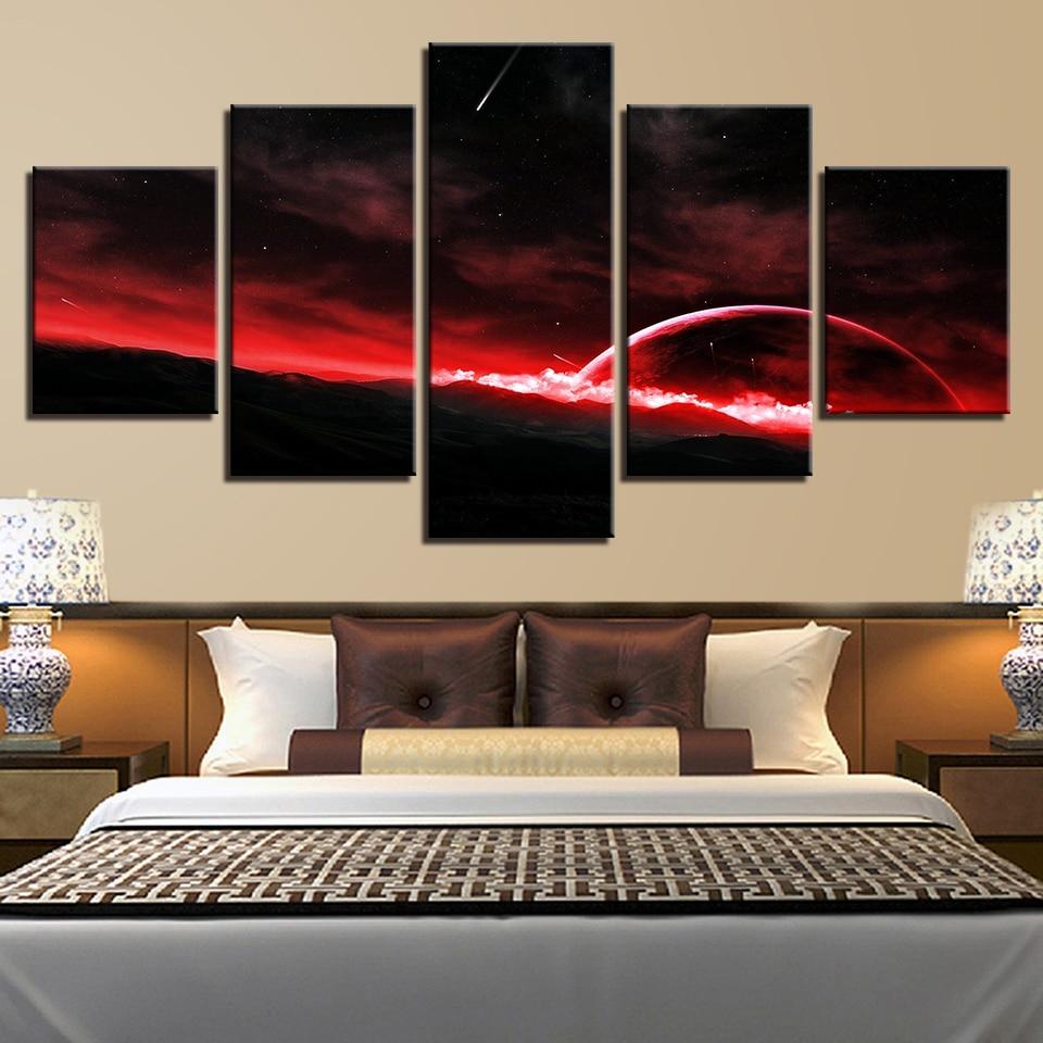 Red Planets And Meteor – Space Canvas Wall Art