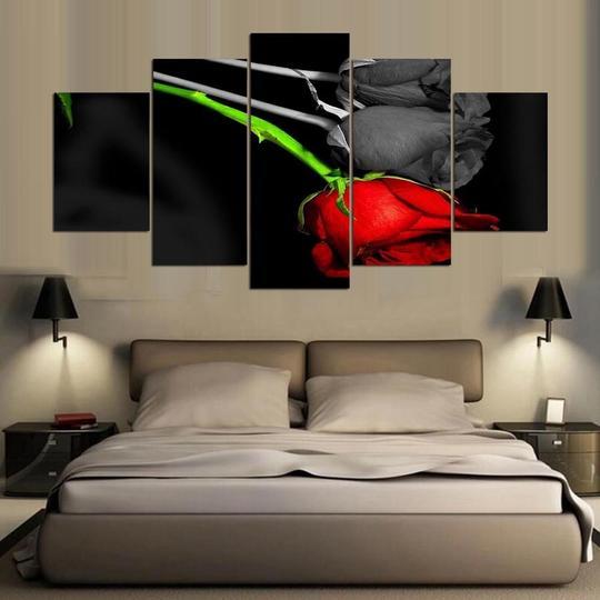 Red Rose Black And White – Nature Canvas Wall Art