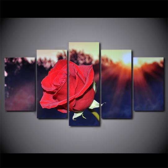 Red Rose Sunset 08 – Nature Canvas Wall Art