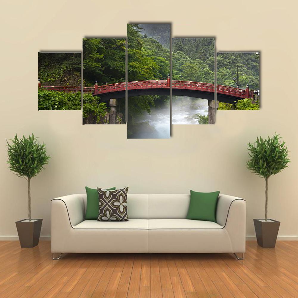 Red Sacred Bridge Shinkyo In Nikko – Nature Canvas Wall Art