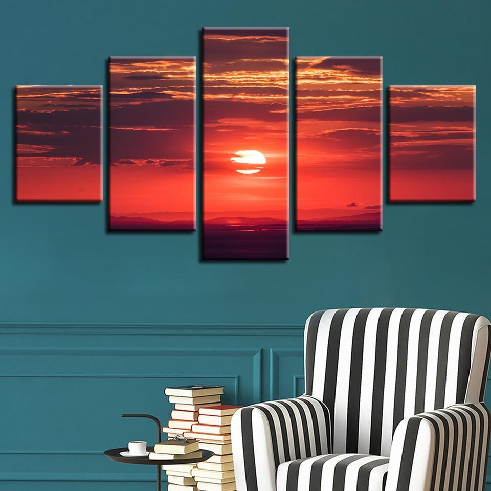 Red Sky Sun – Nature Canvas Wall Art