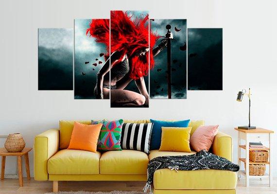 Red Sonja With Sword Girls – Movie Canvas Wall Art